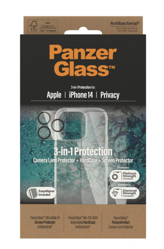 PanzerGlass™ 3-in-1 Privacy Schutzset für iPhone 14 PanzerGlass™ 3-in-1 Privacy Schutzset für iPhone 14